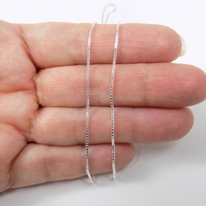 Box Chain Finished Necklace 0.85mm Italian Solid 925 Sterling Silver Box Chain Sizes 14&quot;, 16&quot; 18&quot; 20&quot;,22&quot;, 24&quot;, 26&quot; and 28 inches