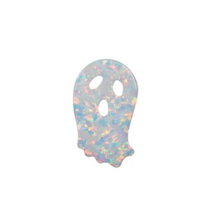 Opal Ghost Pendant: Lab Created White Opal Charm for Halloween Jewelry