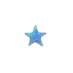 Opal Little Star 6mm Bead Pendant. Synthetic Opal beads. White Blue Star Tiny Mini Charm. Celestial Jewelry Making Findings DIY Supply Light Blue