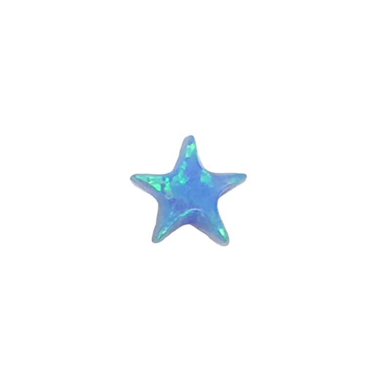 Opal Little Star 6mm Bead Pendant. Synthetic Opal beads. White Blue Star Tiny Mini Charm. Celestial Jewelry Making Findings DIY Supply Light Blue