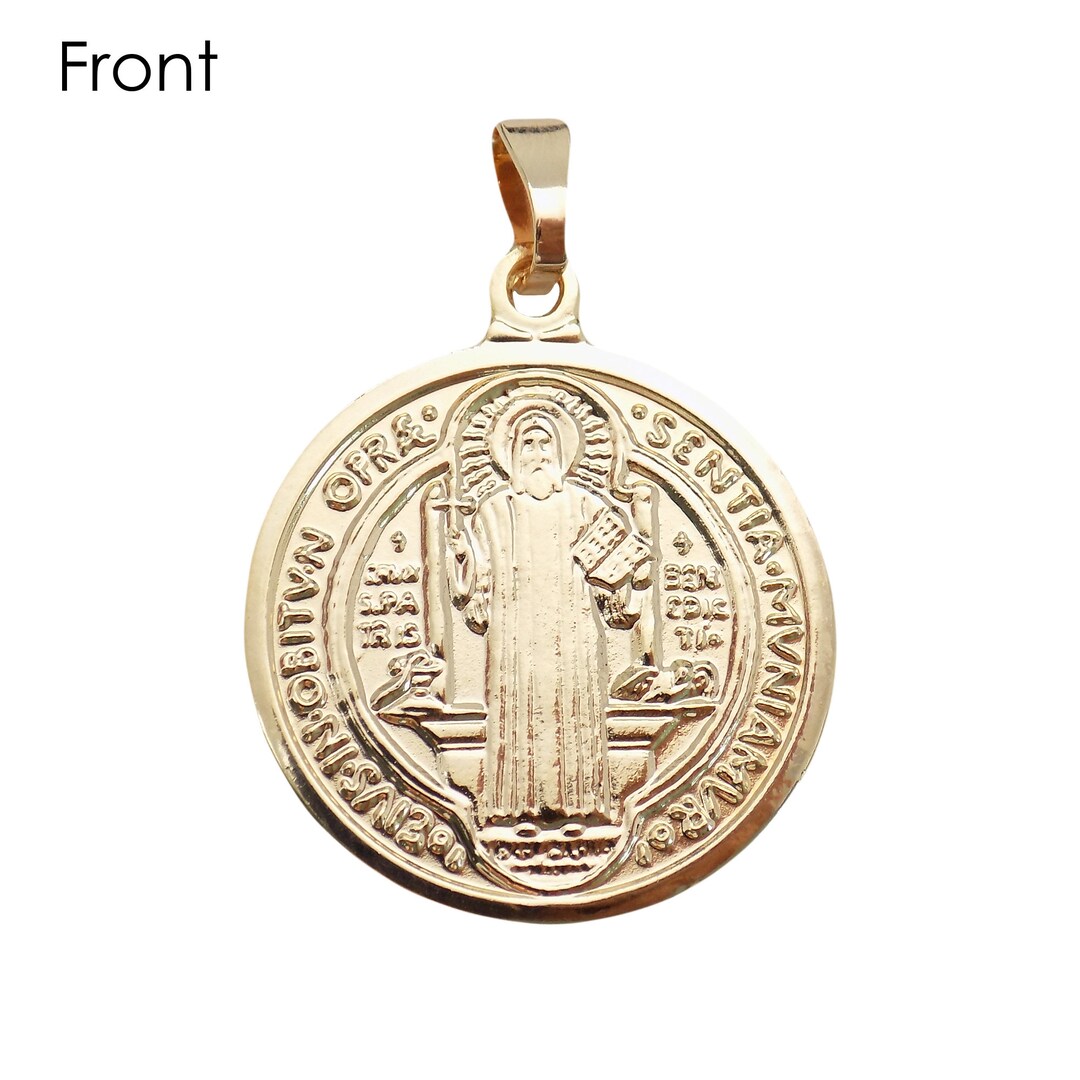 Saint Benedict Medal – 18K Gold Plated Catholic Protection Pendant - Etsy