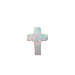 White opal cross pendant 9x12mm for necklaces and bracelets
