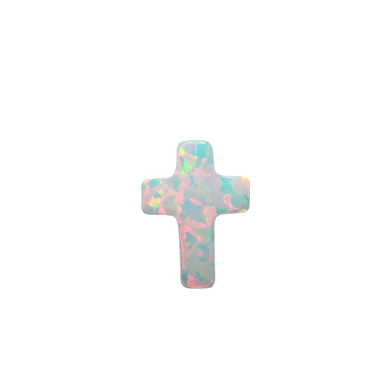 White opal cross pendant 9x12mm for necklaces and bracelets