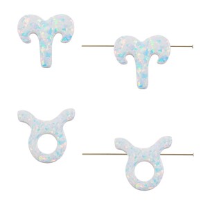 Lab‑created opal zodiac pendant with top hole for astrology jewelry making.