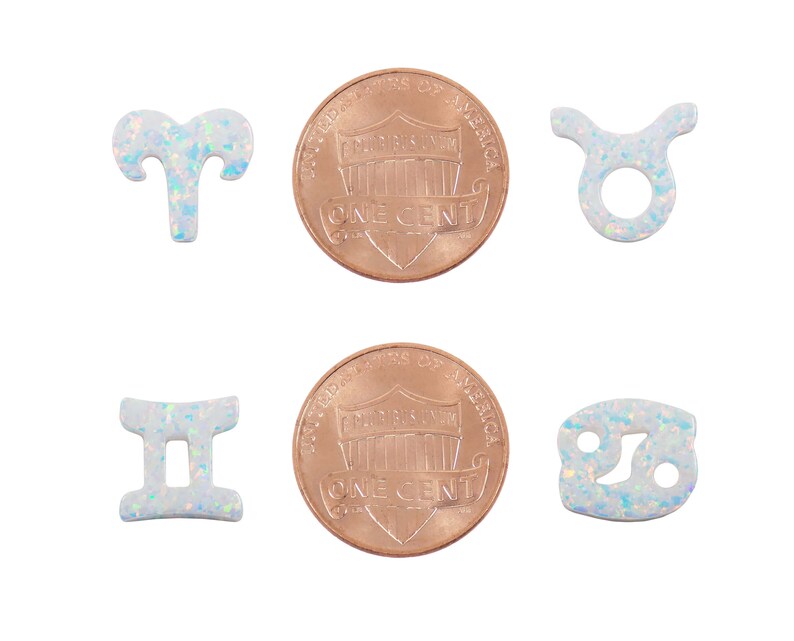 Opal Zodiac Sign Pendant. Zodiacs Charm, Lab-created Opal Horoscope Zodiac Beads, Astrology Charm Pendant