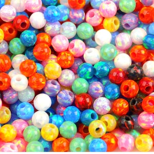 3mm Opal Round Beads, Fully Drilled Lab-Created Opal 1mm Hole Spacer Beads Jewelry Making Supplies