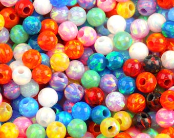 Cuentas redondas de ópalo de 3 mm, cuentas espaciadoras de ópalo sintético de 1 mm totalmente perforadas. Suministros para la fabricación de joyas.