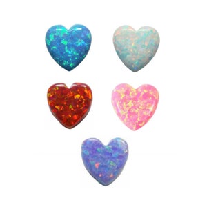 Opal Heart 6mm Pendant Charm Upper Side Hole, Lab Created Opal Jewelry Making Beads