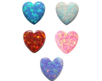 6mm Lab-Created Opal Heart Pendant Charm: Jewelry Making (3, 10, or 25 Pcs)