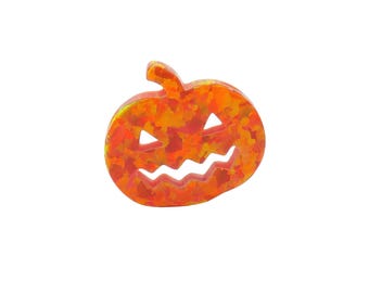 Opal Pumpkin Pendant – Lab‑Created Orange Halloween Charm with Side Hole (15mm)
