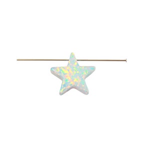 Opal Little Star 6mm Bead Pendant. Synthetic Opal beads. White Blue Star Tiny Mini Charm. Celestial Jewelry Making Findings DIY Supply image 6