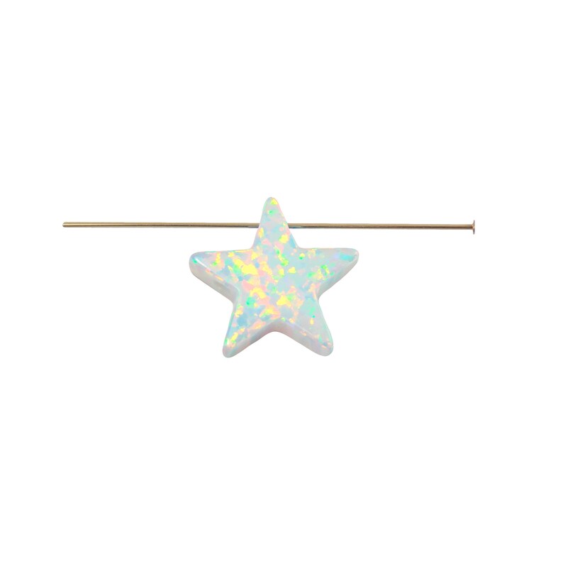 Opal Little Star 6mm Bead Pendant. Synthetic Opal beads. White Blue Star Tiny Mini Charm. Celestial Jewelry Making Findings DIY Supply image 6