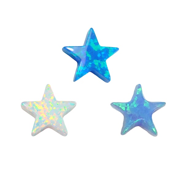 Opal Star 8mm Lab-created Opal Charm. Wholesale Little Blue Opal Tiny Pendant Charm Mini White Star For Necklace Jewelry Making Findings DIY