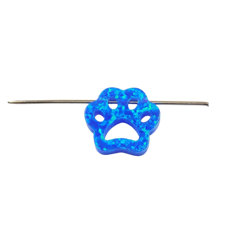 Paw Print Charm Cat Paw Print Pendant Animal Pet Charm Blue Created Opal Dog Paw Bead Puppy Dog Paw Opal Charm Size 10.7mm x 12mm