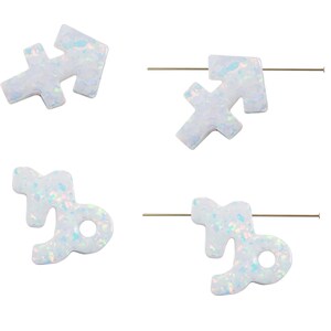 Lab‑created opal zodiac pendant with top hole for astrology jewelry making.