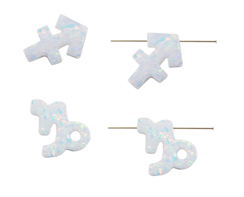 Lab‑created opal zodiac pendant with top hole for astrology jewelry making.