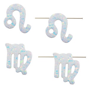Lab‑created opal zodiac pendant with top hole for astrology jewelry making.
