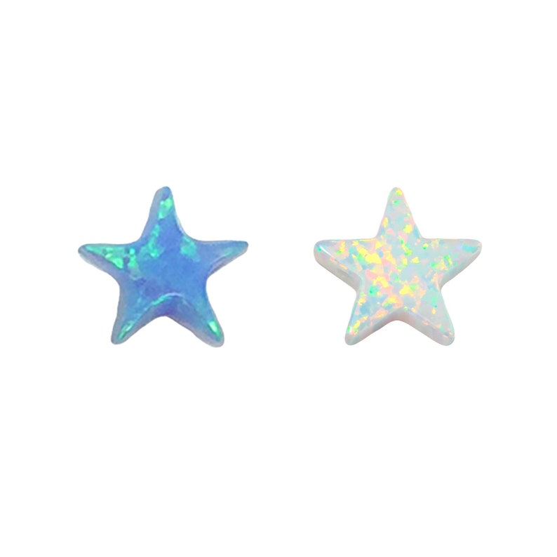 Opal Little Star 6mm Bead Pendant. Synthetic Opal beads. White Blue Star Tiny Mini Charm. Celestial Jewelry Making Findings DIY Supply image 1