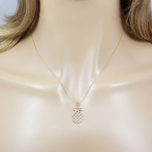 Gold Plated Pineapple Shape Pendant in a necklace for reference.