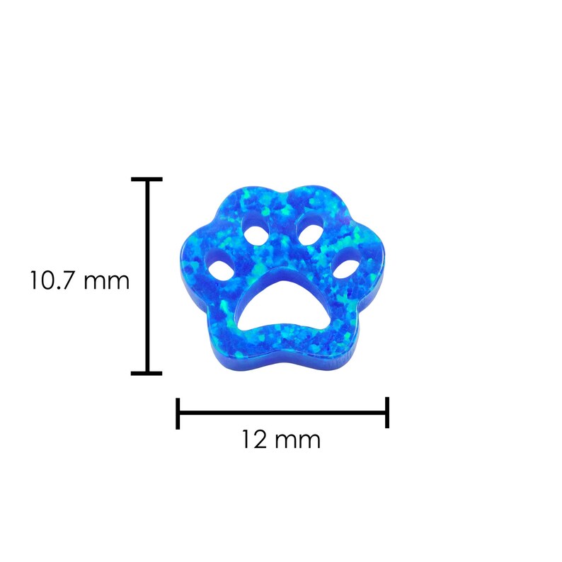 Paw Print Charm Cat Paw Print Pendant Animal Pet Charm Blue Created Opal Dog Paw Bead Puppy Dog Paw Opal Charm Size 10.7mm x 12mm