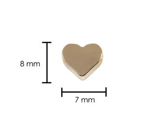 Heart Shaped Charm (6 Pieces) Heart Spacer Gold Plated Size 8x7mm, Gold Sliding Heart Pendant, Slide Charm, DIY Jewelry Making Findings