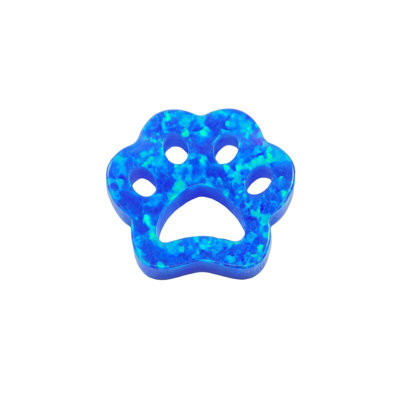 Paw Print Charm Cat Paw Print Pendant Animal Pet Charm Blue Created Opal Dog Paw Bead Puppy Dog Paw Opal Charm Size 10.7mm x 12mm