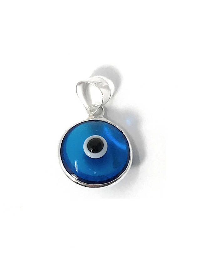 Evil Eye Pendant Turkish Charm Royal Blue/Turquoise 10mm Glass Bead C…