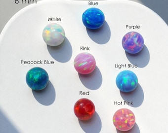 6mm Lab-Created Opal Beads, Round Full-Drilled Gemstone (Available in 8 Colors)