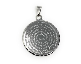 Lord's Prayer Silver Plated Medal: Christian Religious Pendant