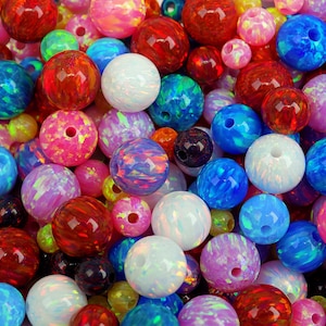4mm Opal Beads 11 colors available, 4mm Lab-Created Fully Drilled 1mm Hole, Round Synthetic Opal Spacer for Jewelry Making