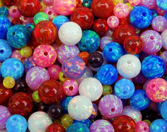 Cuentas de ópalo de 4 mm, 11 colores disponibles, 4 mm, creadas en laboratorio, totalmente perforadas, orificio de 1 mm, espaciador redondo de ópalo sintético para la fabricación de joyas.