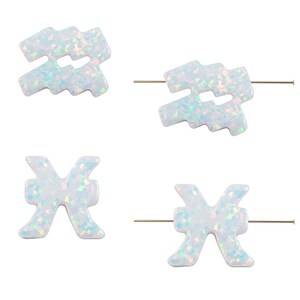 Lab‑created opal zodiac pendant with top hole for astrology jewelry making.