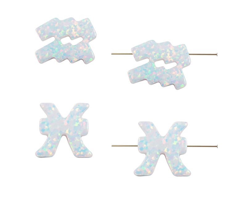 Lab‑created opal zodiac pendant with top hole for astrology jewelry making.