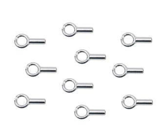 Crimp End Cap with Ring hole (1mm ID) 10 Pcs. 925 Sterling Silver End Caps (stamped) High Quality, Crimp Tube with loop