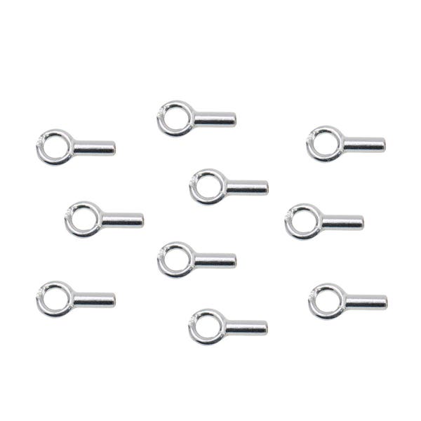 Crimp End Cap with Ring hole (1mm ID) 925 Sterling Silver End Caps (stamped) High Quality, Crimp Tube with loop