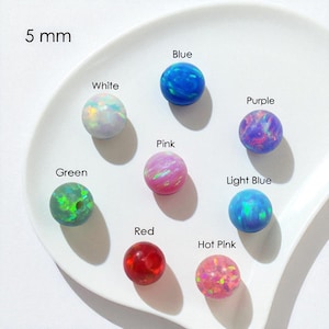 5mm Lab-Created Opal Round Beads: Jewelry Making Spacer