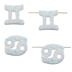Lab‑created opal zodiac pendant with top hole for astrology jewelry making.