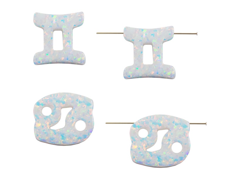Lab‑created opal zodiac pendant with top hole for astrology jewelry making.