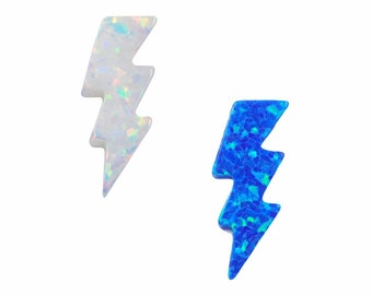 Opal Lightning Bolt Pendant: Lab-Created Thunder Charm (5.5mmx12.5mm)