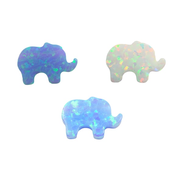 Opal Elephant Charm 8mmx11mm, Lab-created Opal Baby Elephant Beads, Wholesale Opals USA Seller