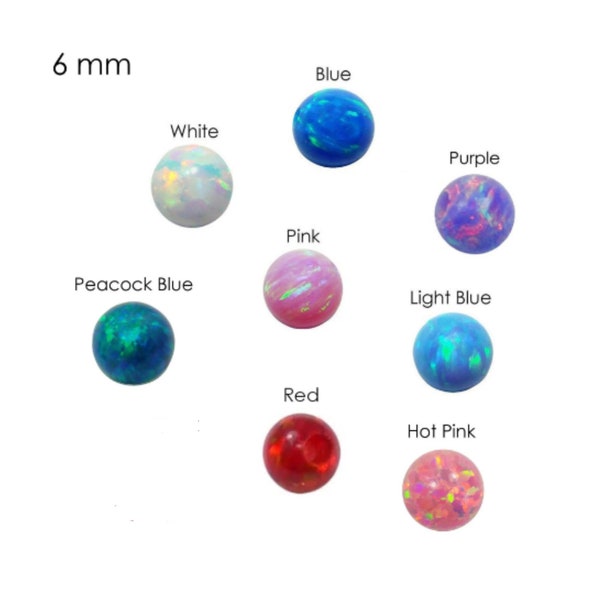 6mm Opal Round Beads, Opal Round Shape Full Drilled Hole, Available in 8 Colors, Authentic Lab-created Loose Opals GIA Certified, USA Seller