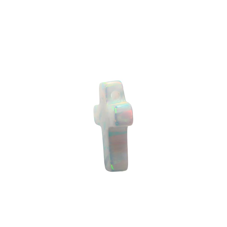 White opal cross pendant 9x12mm for necklaces and bracelets
