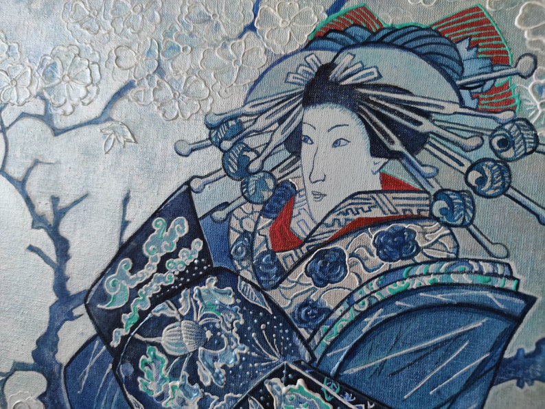 BOSOZOKU Original Hand Made Wall Art Japan Geisha Hokusai Art Style ...