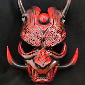 Japanese Hanya Mask Heavyweight Handmade FullFace Decorative Oni Noh Mask Hand Made, Gift for Him, Japanese Decor Cosplay, LARP, Collectors
