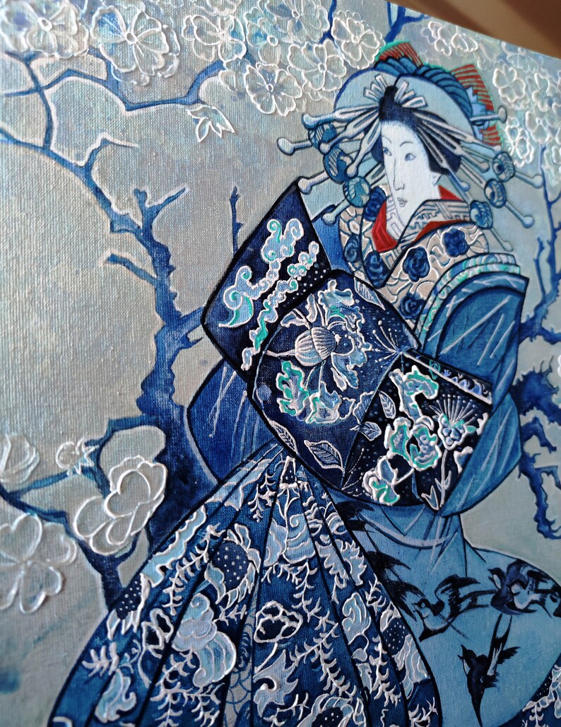BOSOZOKU Original Hand Made Wall Art Japan Geisha Hokusai Art Style ...