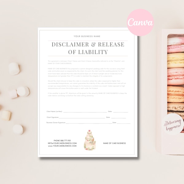 Cake Disclaimer Forms Etsy