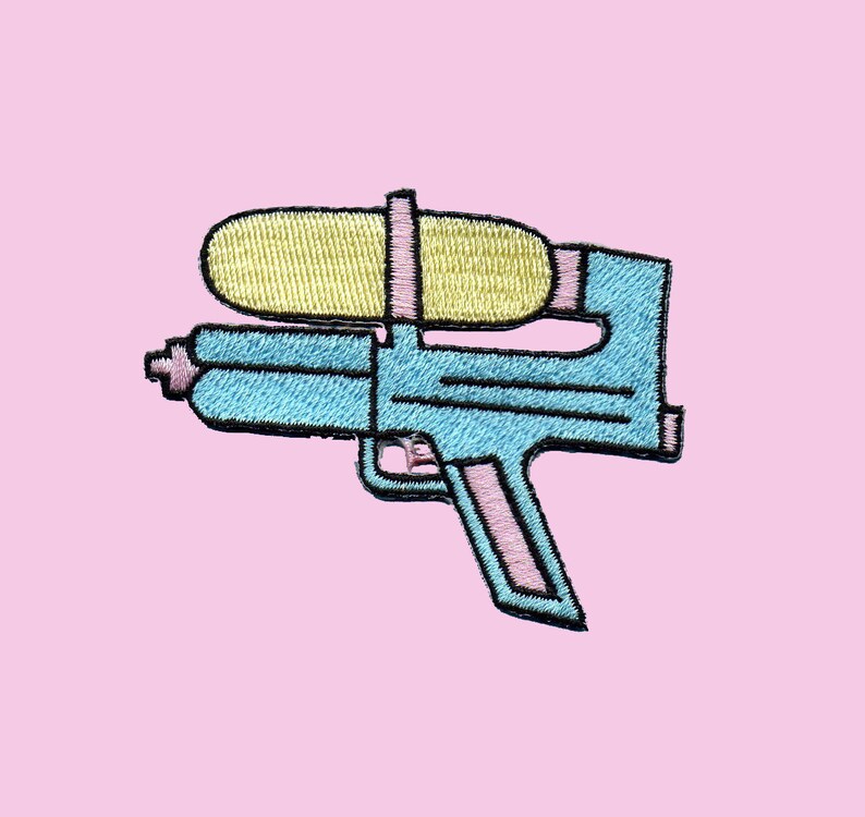 Water Gun Iron on Patch Embroidery Sewing DIY Customise Denim Etsy