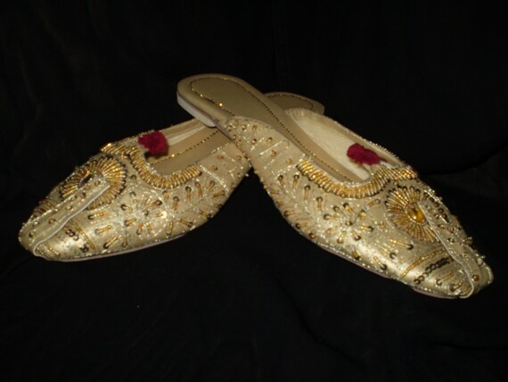 gold slip ons