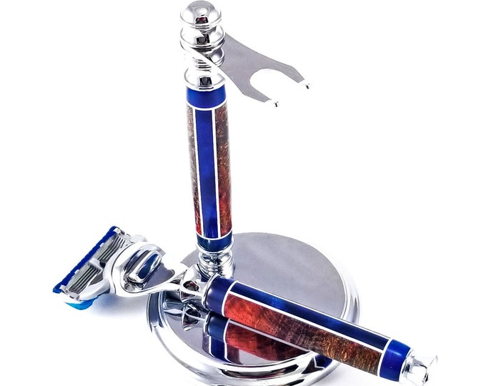 Shaving Kits With Razor Stand, Hand Turned Gillette Razor and Stand ...