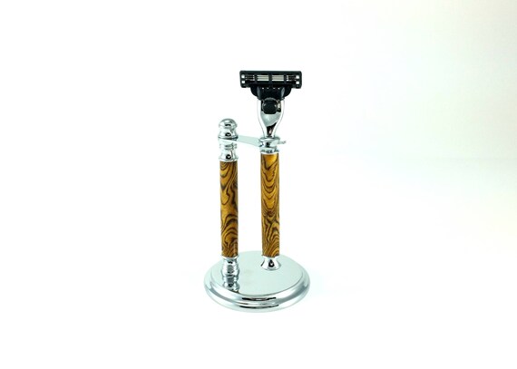 Razor And Stand Mach 3 Razor Wooden Shaving Handle Set | Etsy